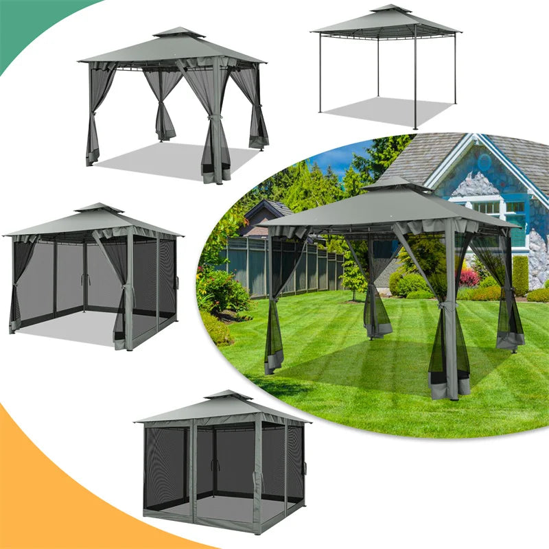 10×10 Gazebo with Cold-Proof Curtains Netting