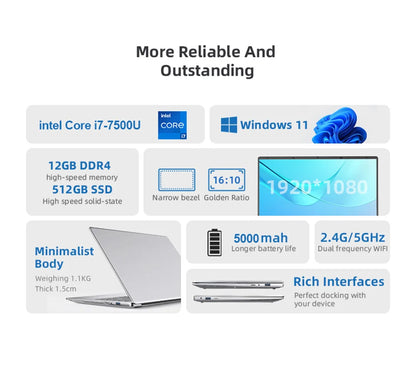 Windows 11 14.1 inch Laptop intel i7 7500U