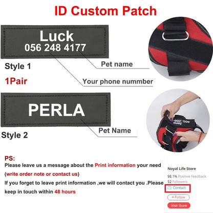 Dog Harness  Vest ID Custom Patch