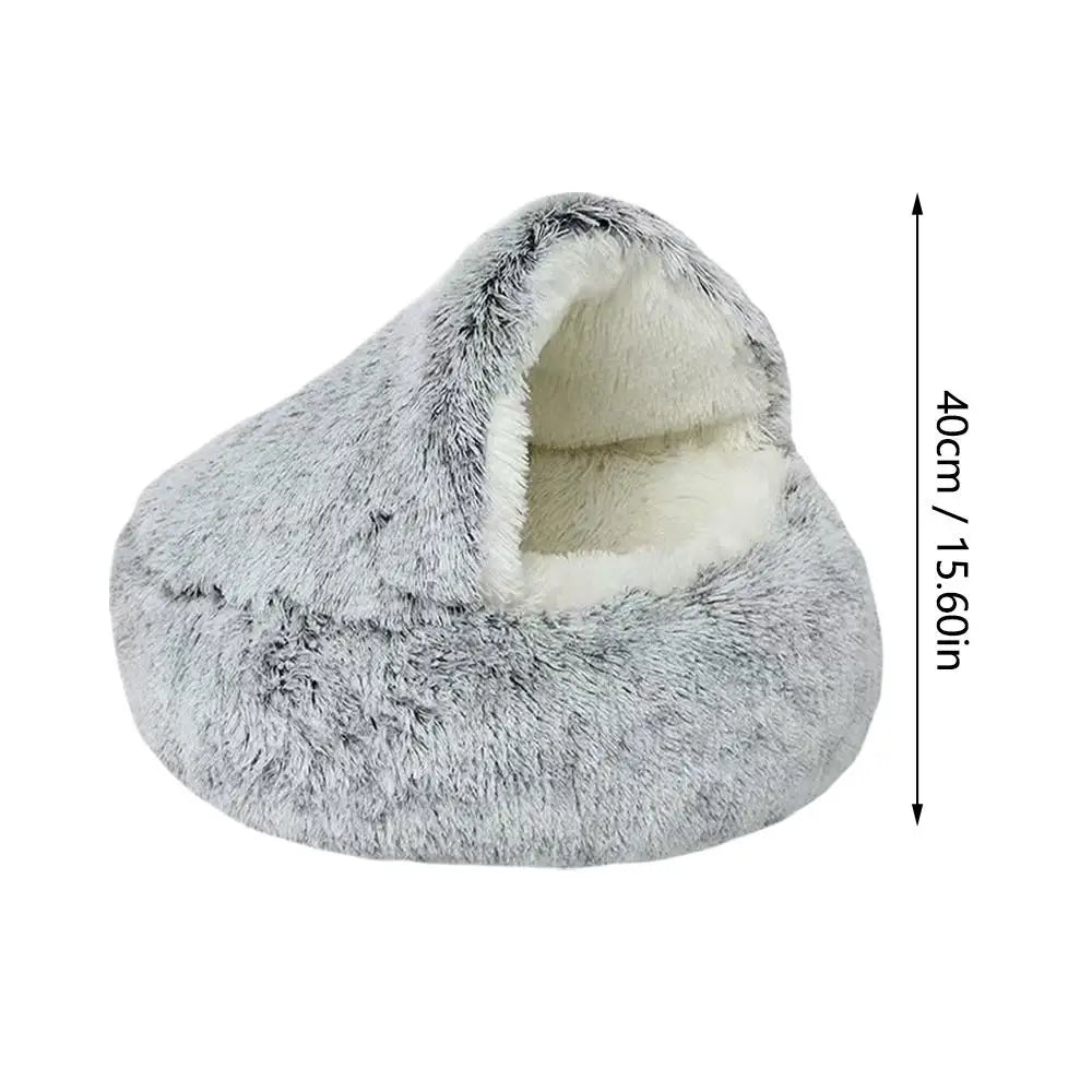Winter Plush Round Cat Bed