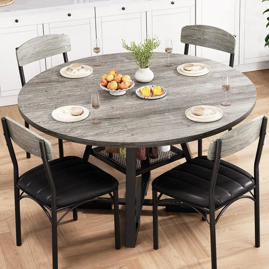 Round Dining Table Set for 4