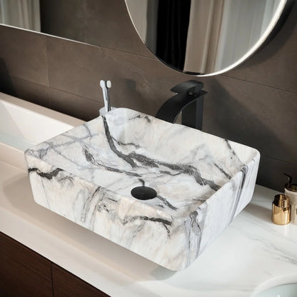 Artistic Marble Pattern Ceramic Vessel Sink Set