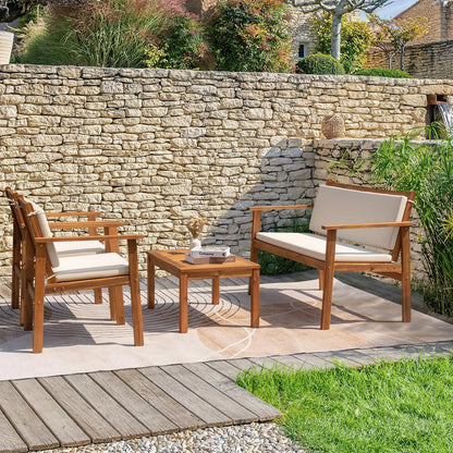 4 Piece Patio Bistro Se  Acacia Wood