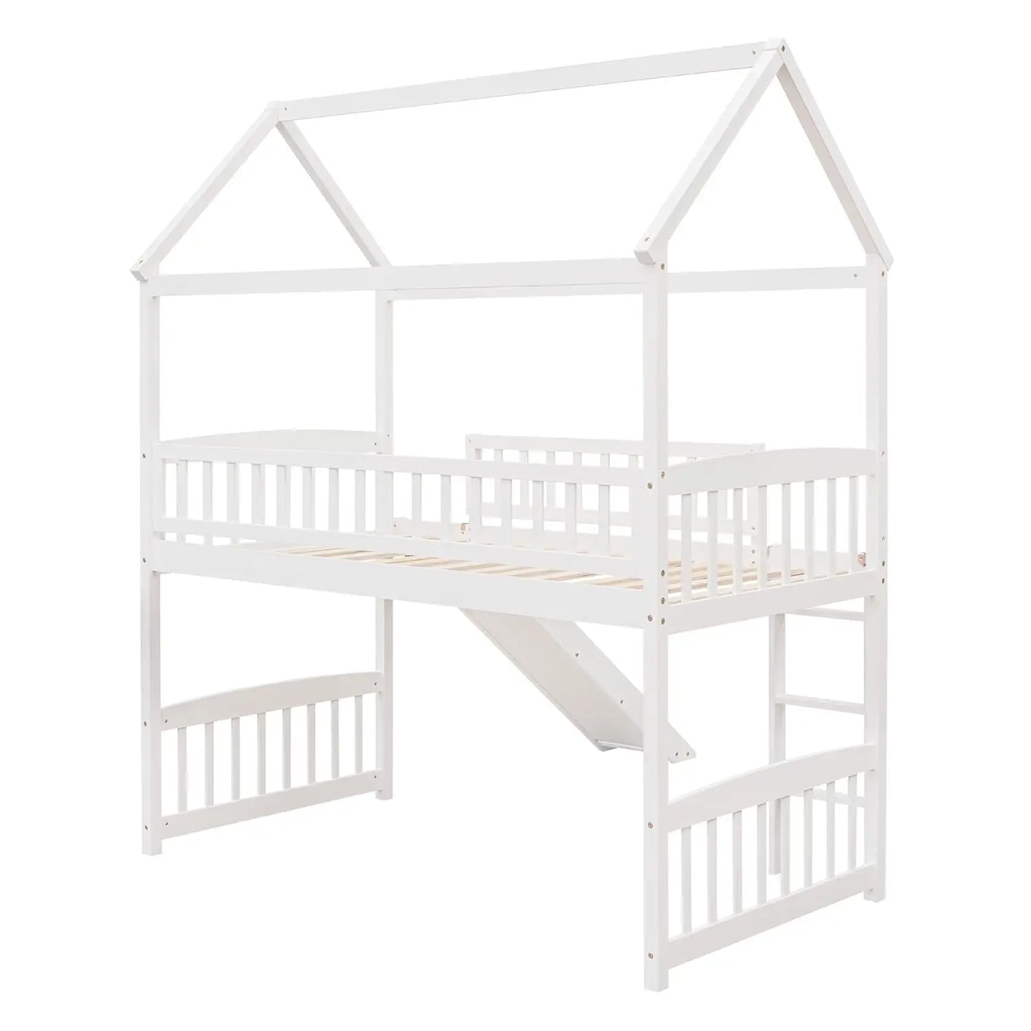 Twin Loft Bed With Slide For Kids