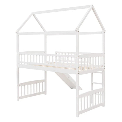 Twin Loft Bed With Slide For Kids