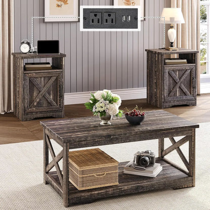 3-Piece Farmhouse Living Room Table Set