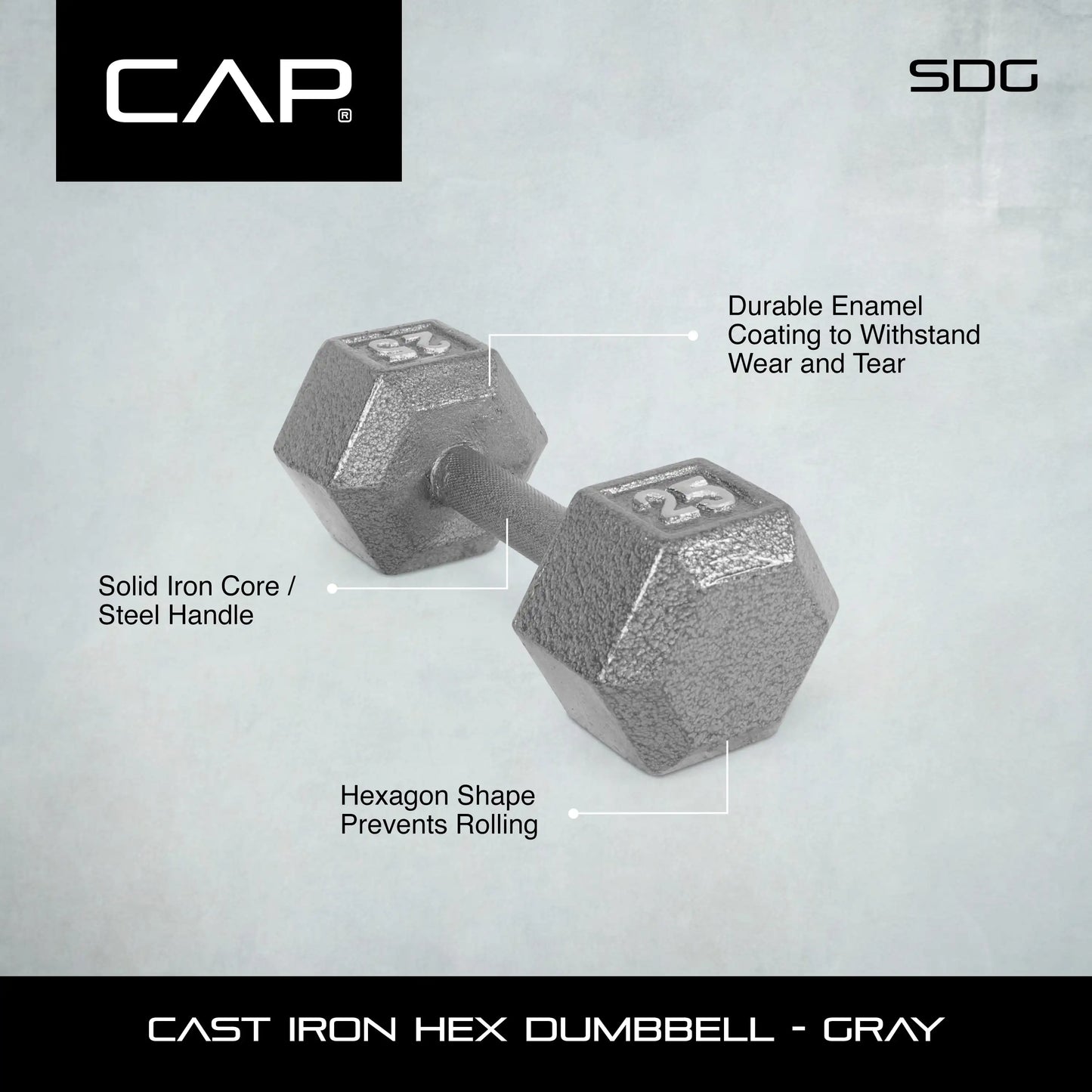 Barbell 12lb Cast Iron Hex Dumbbell