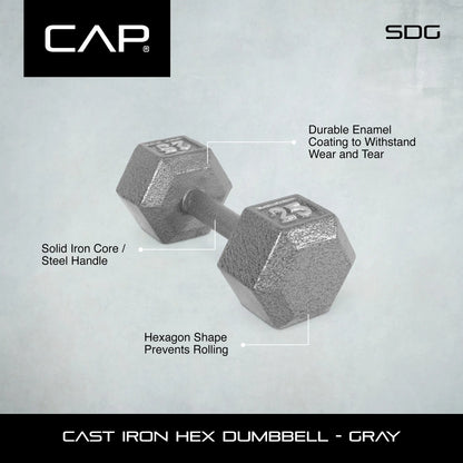 Barbell 12lb Cast Iron Hex Dumbbell
