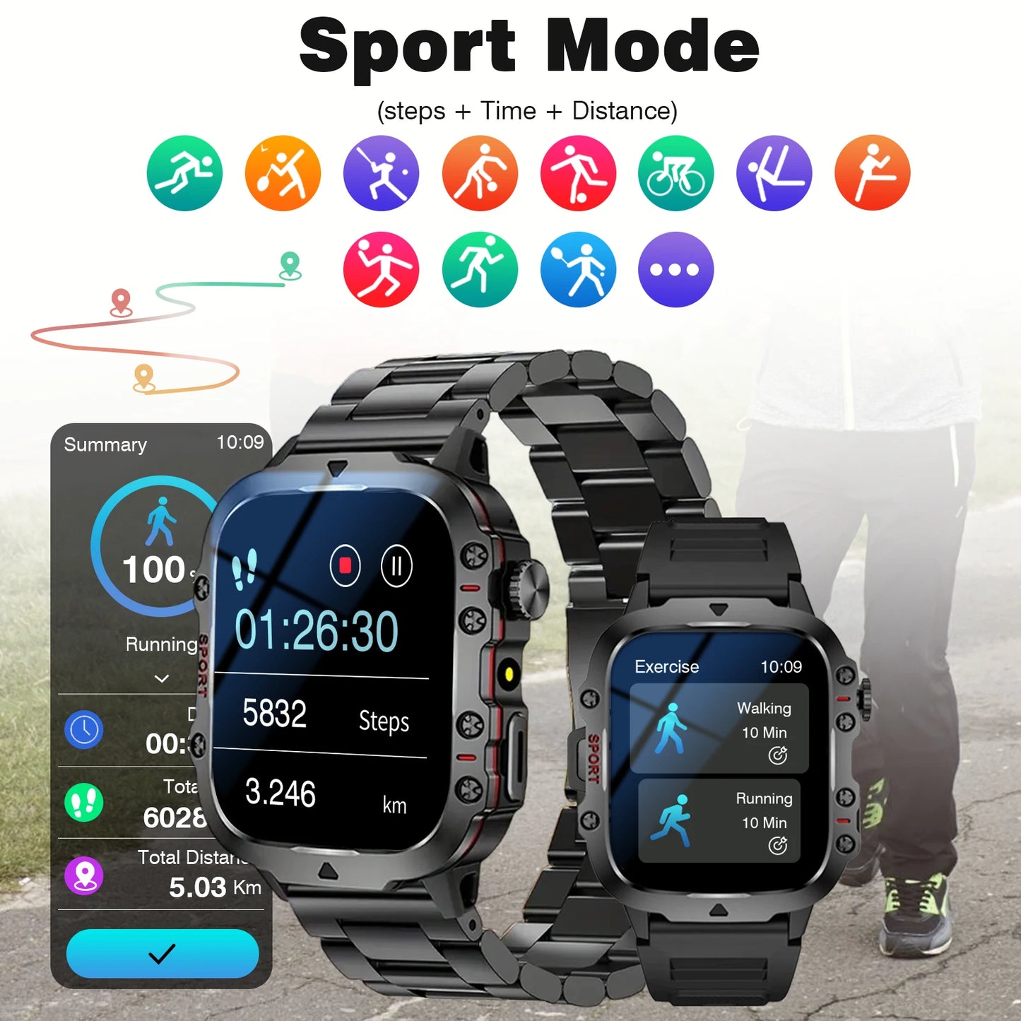 Smart Watch, Stainless Steel Strap