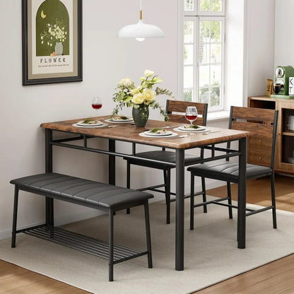 Dining Table Set For 4 With  Bench