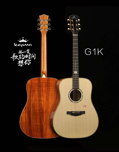Kepma Guitar Acoustic 41 inch Solid Wood OM With Hard Case