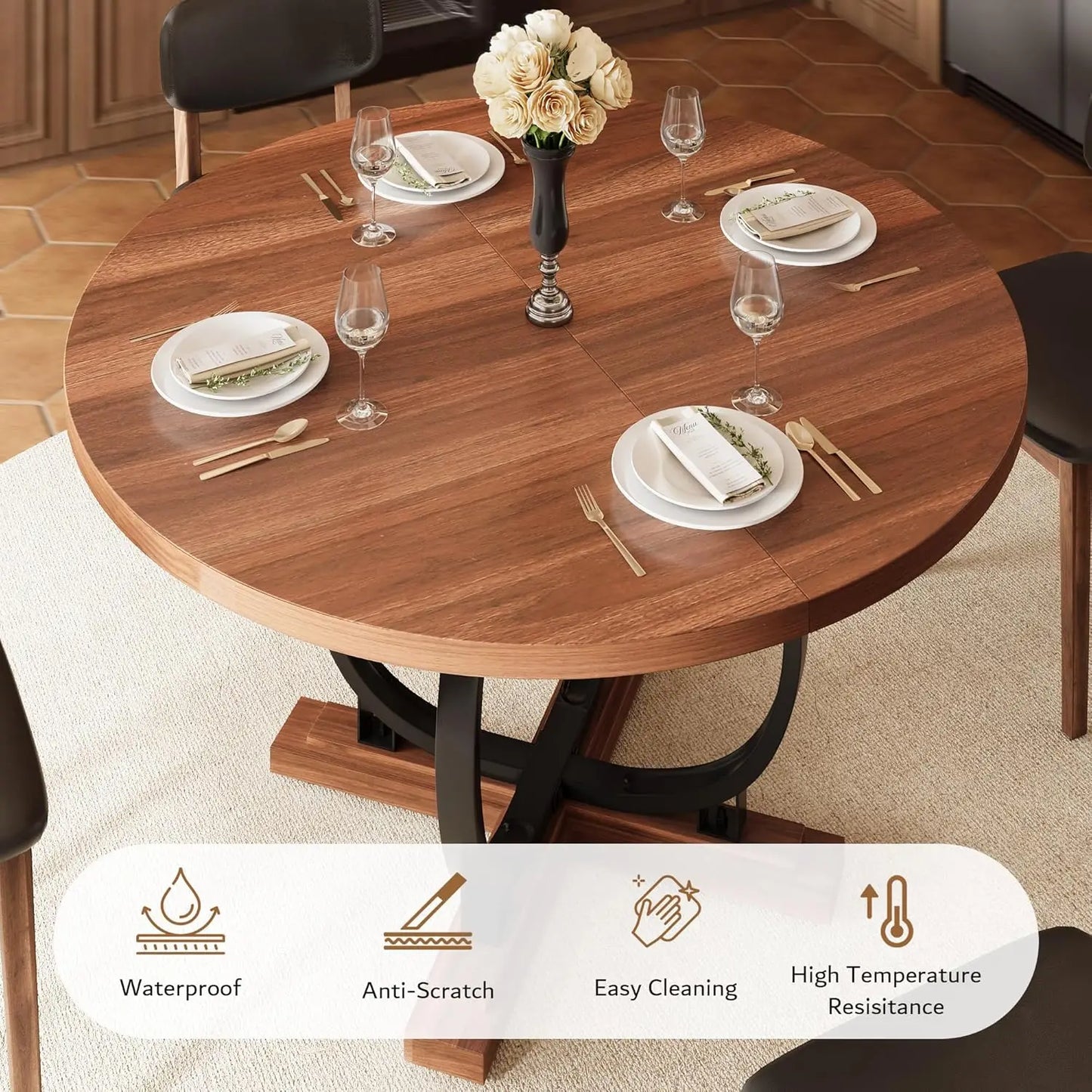59'' Extendable Round Dining Table