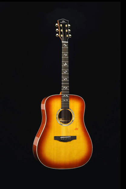 Kepma Guitar Acoustic 41 inch Solid Wood OM With Hard Case