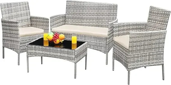 4 Piece Wicker Outdoor Set