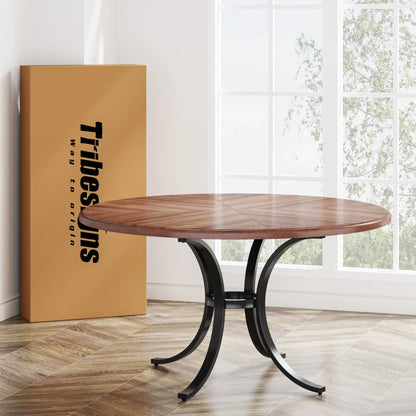 47" Farmhouse Round Dining Table For 4 People