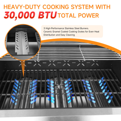 3-Burner Propane Gas Grill