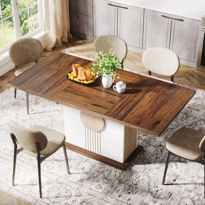 55" Farmhouse Wood Rectangular Dining Table
