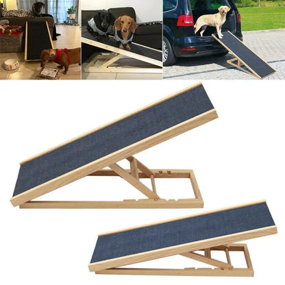 Height-Adjustable Wooden Pet Ramp
