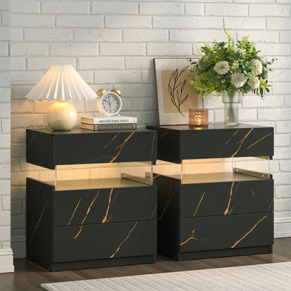 Bedside Tables  Set With LED Lighting
