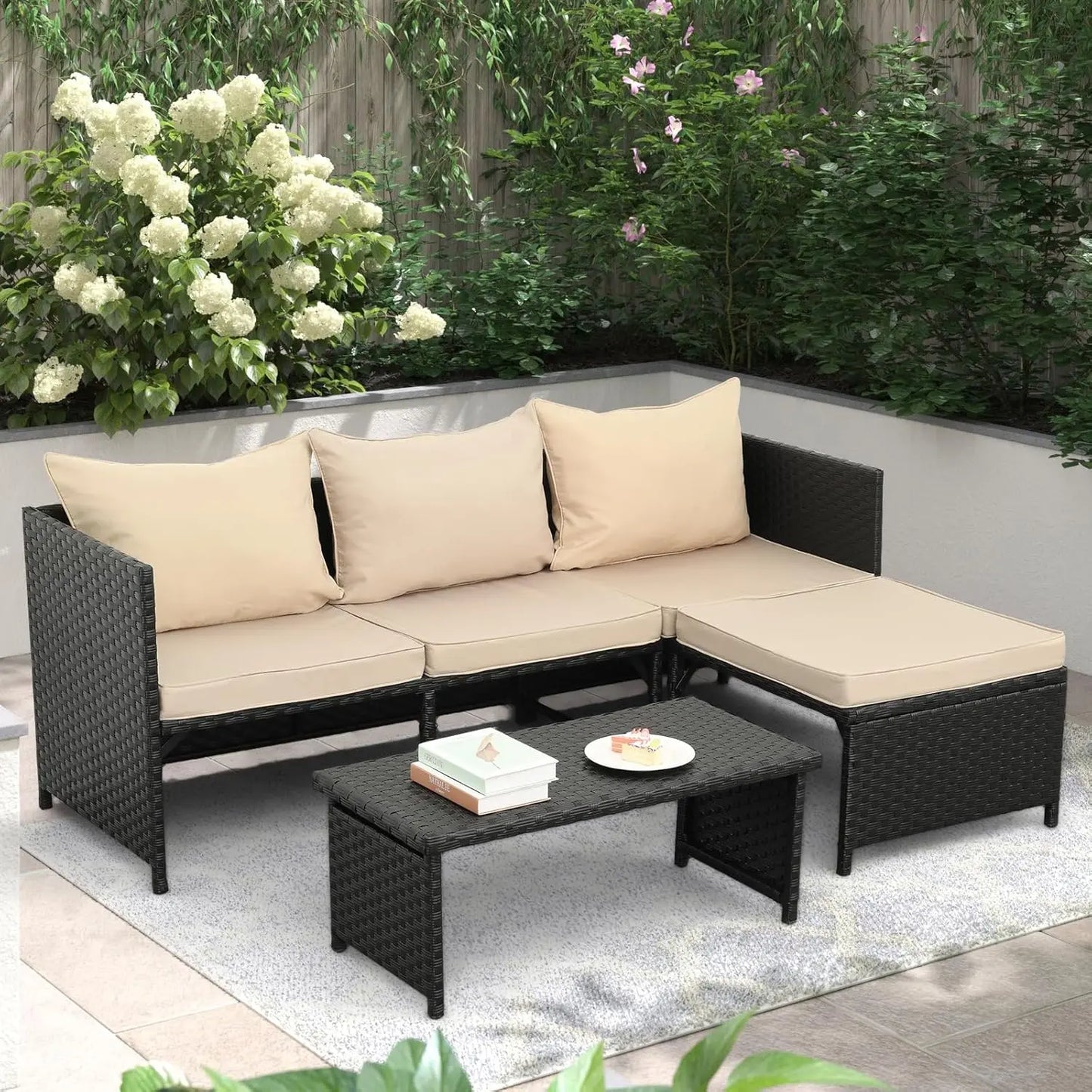 3-Piece Outdoor PE Rattan Furniture Set