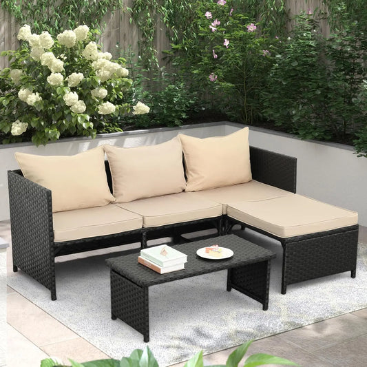 3-Piece Outdoor PE Rattan Furniture Set
