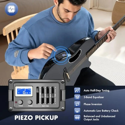 Acoustic Electric Guitar Kit - 41 Carbon Fiber Adult Beginner Set with Bag and Strap, Built-In Pickup, Rich Resonance Warm Tone