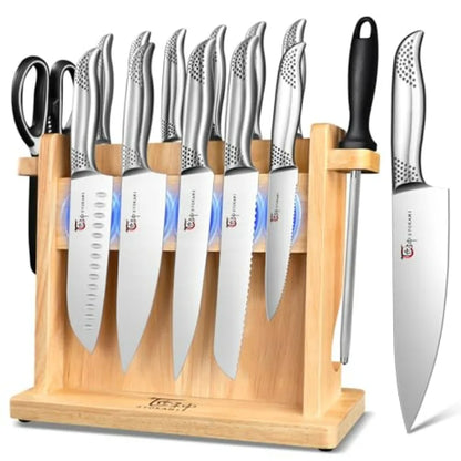 Japanese Knives Set Magnetic Block Stainless Steel