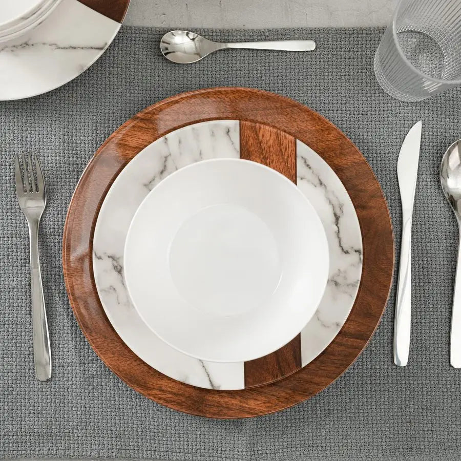Rustic Modern Melamine Dinnerware Sets 12Piece
