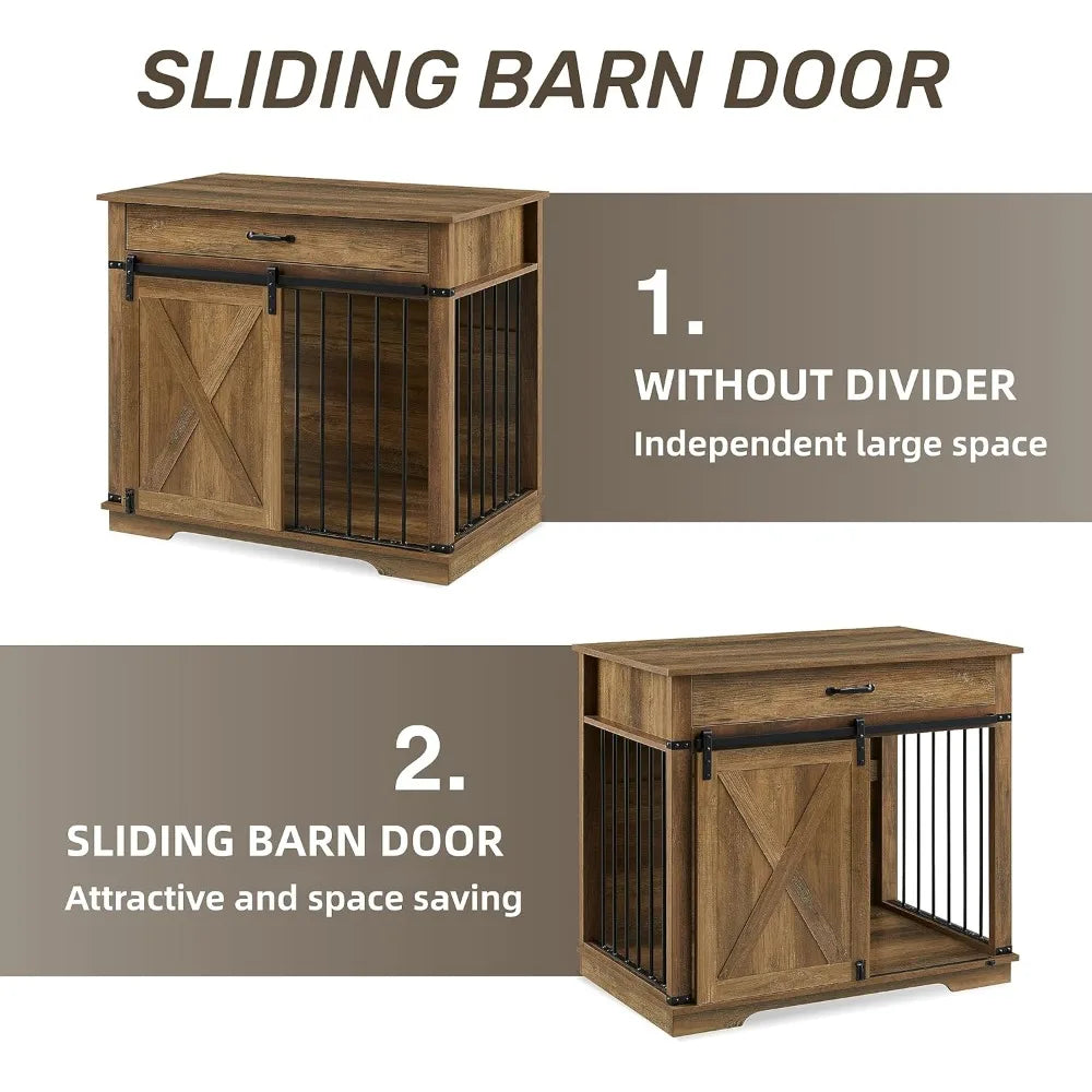 Large Dog Crate Furniture With Sliding Door