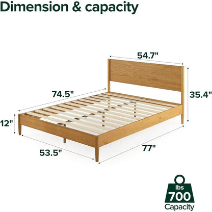 Salesmid-Century Style Wooden Platform Bed