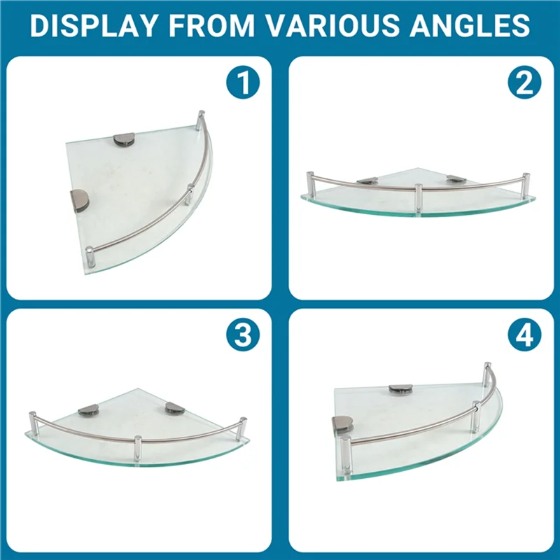 AB66-Bathroom Shelves, Bathroom Glass Corner Shelf Triangle Wall Mounted ,Tempered Glass Shelf For Storing Shower Gel/Soap