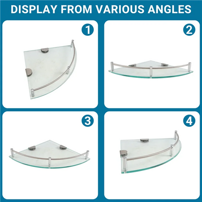 AB66-Bathroom Shelves, Bathroom Glass Corner Shelf Triangle Wall Mounted ,Tempered Glass Shelf For Storing Shower Gel/Soap
