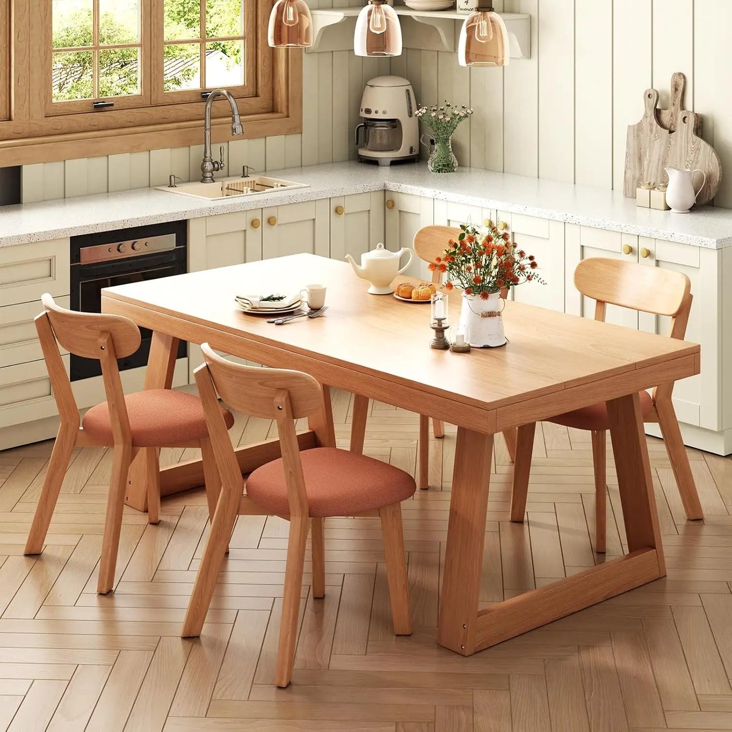 Dining Chairs Set of 4 Mid-Century Modern Oak