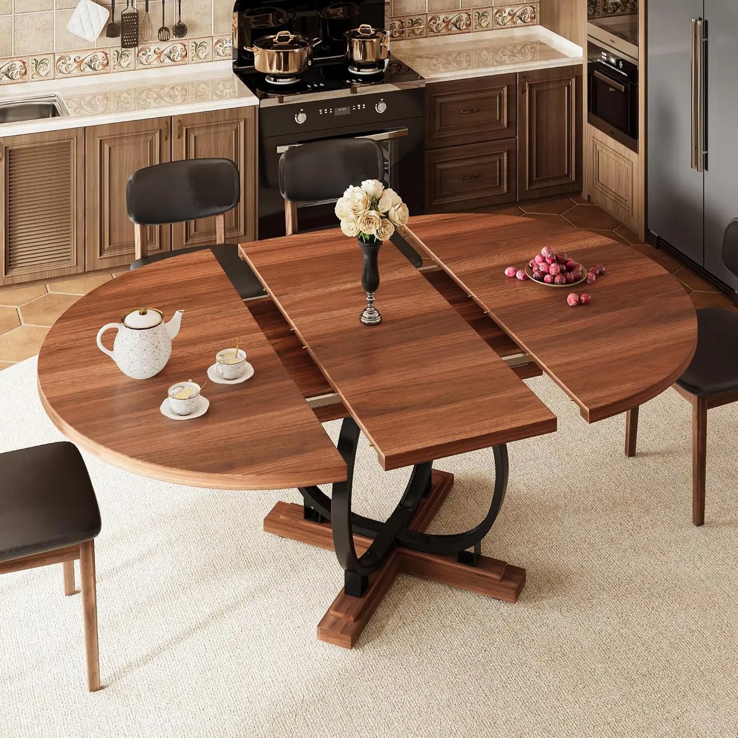 59'' Extendable Round Dining Table