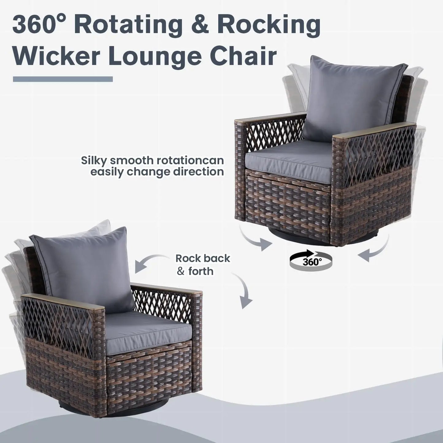 3 Pcs Patio Bistro Set with Table Set