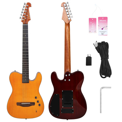 IRIN R3 Electric Acoustic Guitar 22-Fret 39 Inch 6 String Silent Smart Guitar Thin Body Spruce Panel Silent Folk Guitar with Bag