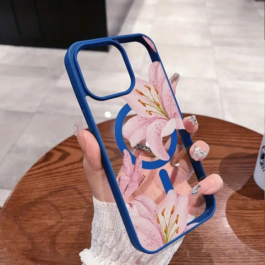 Pink Lily Magnetic Phone Case For iPhone