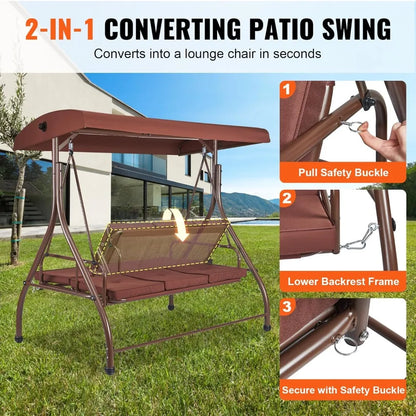 3-Seat Patio Swing Chair