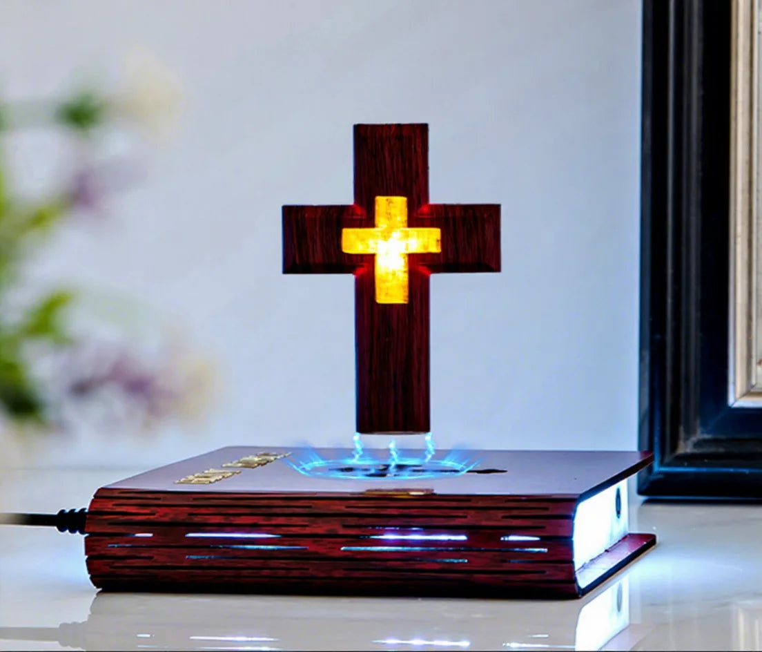 Bible Book Magnetic Levitating Cross
