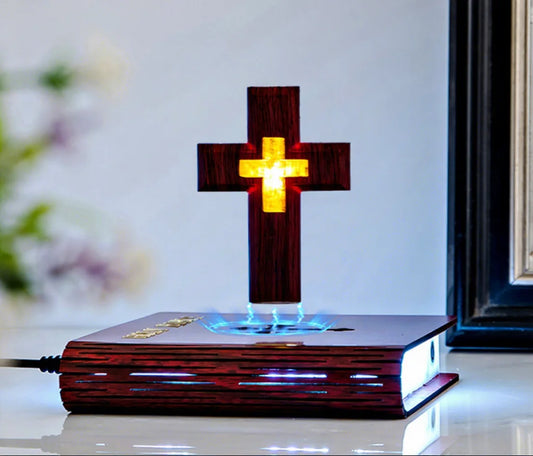 Bible Book Magnetic Levitating Cross