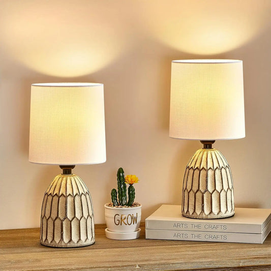 Set Of 2 Farmhouse Ceramic Table Lamps