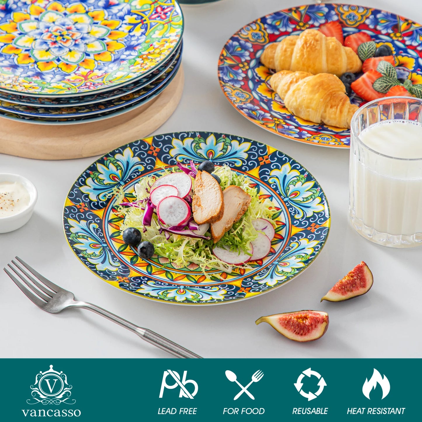 Porcelain Dinner Plates Set for 6