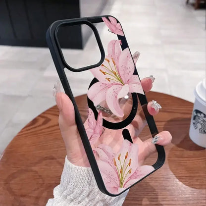 Pink Lily Magnetic Phone Case For iPhone