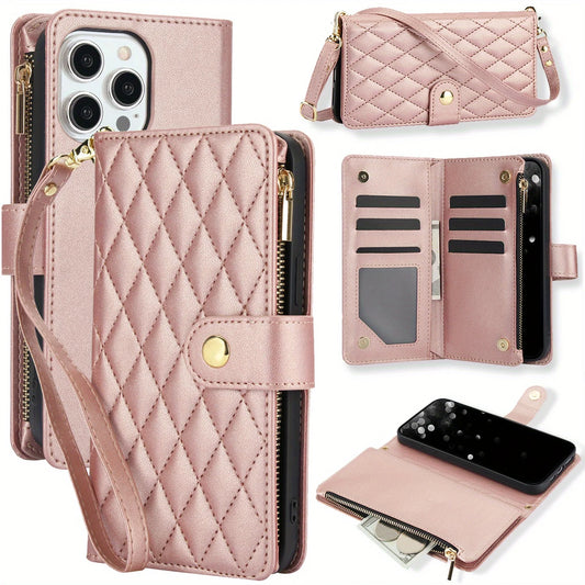 Crossbody PU Leather Wallet Flip Case For iPhone