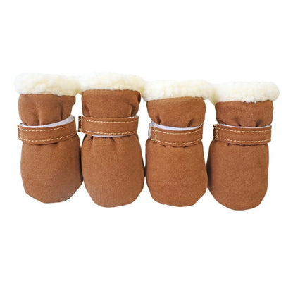 4pcs/set Plush Pet Dog Shoes