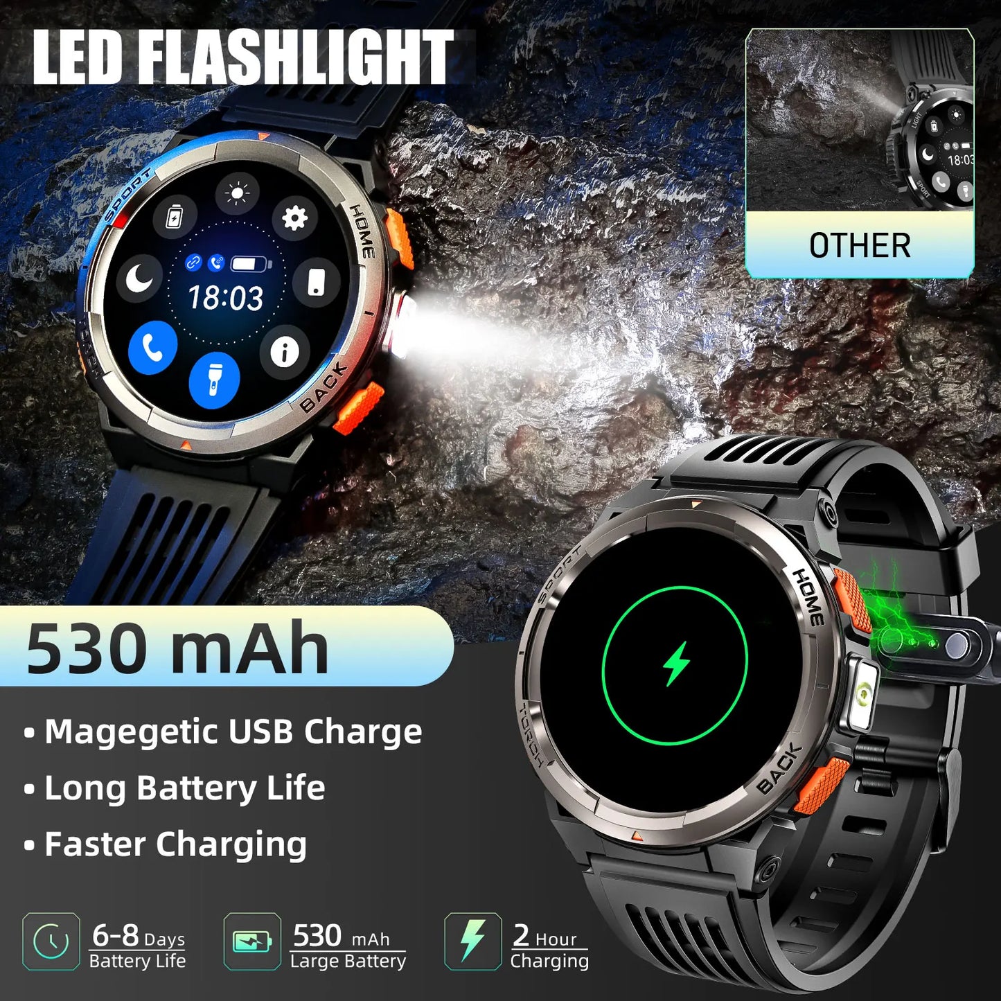 EIGIIS 1.45 Inch Smart Waterproof  Watch