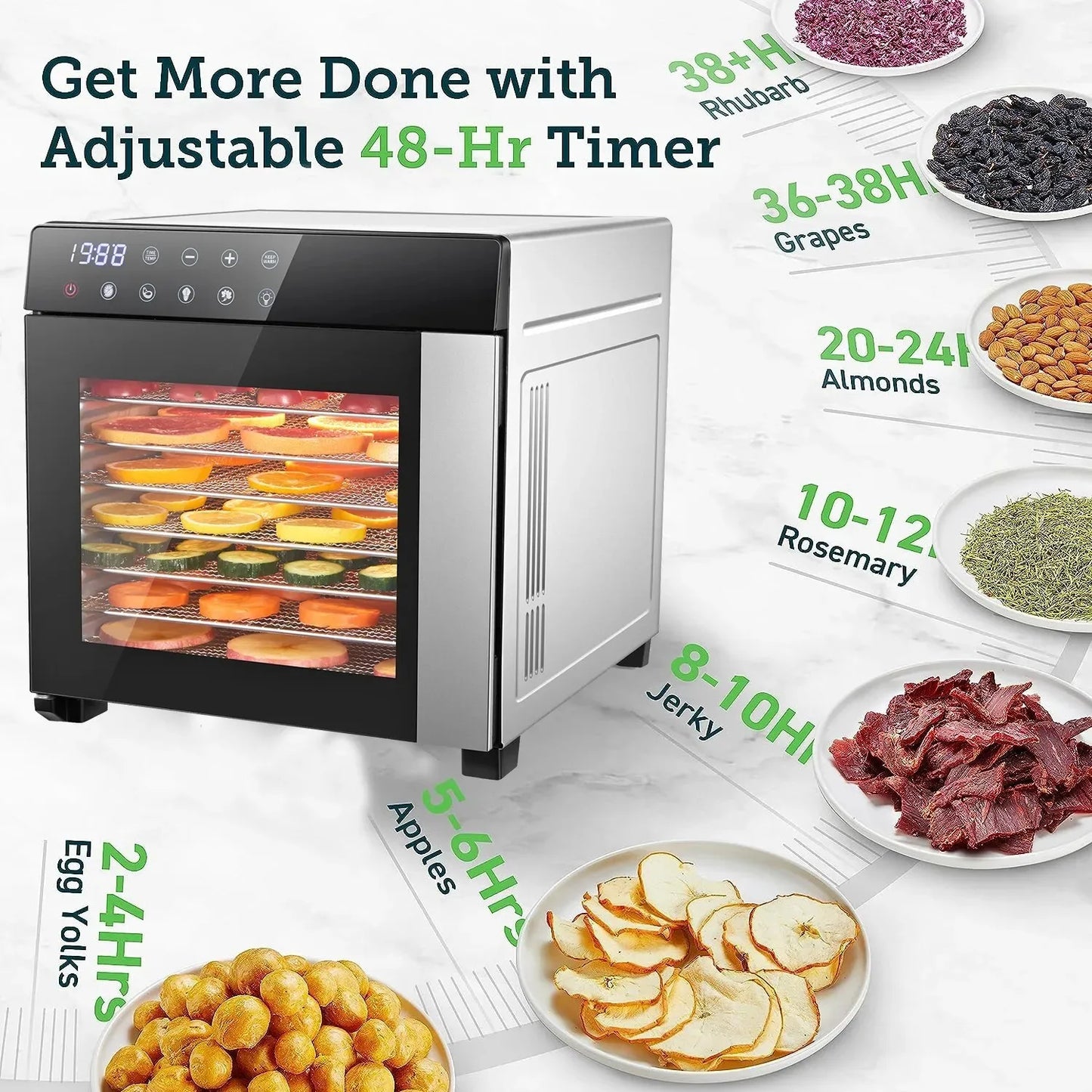 8-Tray Stainless Steel 600W Food Dehydrator