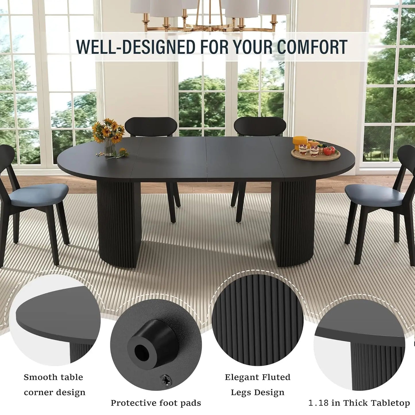Extendable Dining Table 41-78in