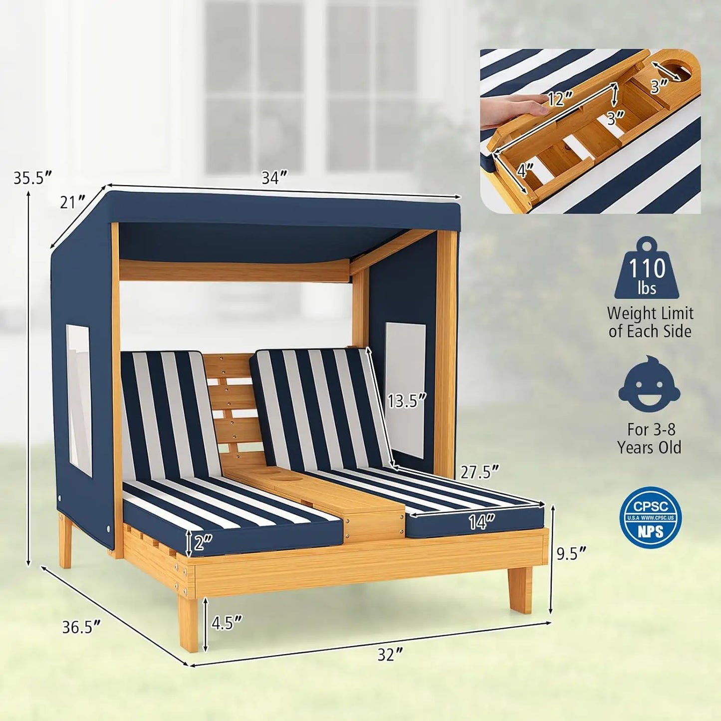 Kids Double Chaise Lounge