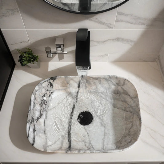 Artistic Marble Pattern Ceramic Vessel Sink Set